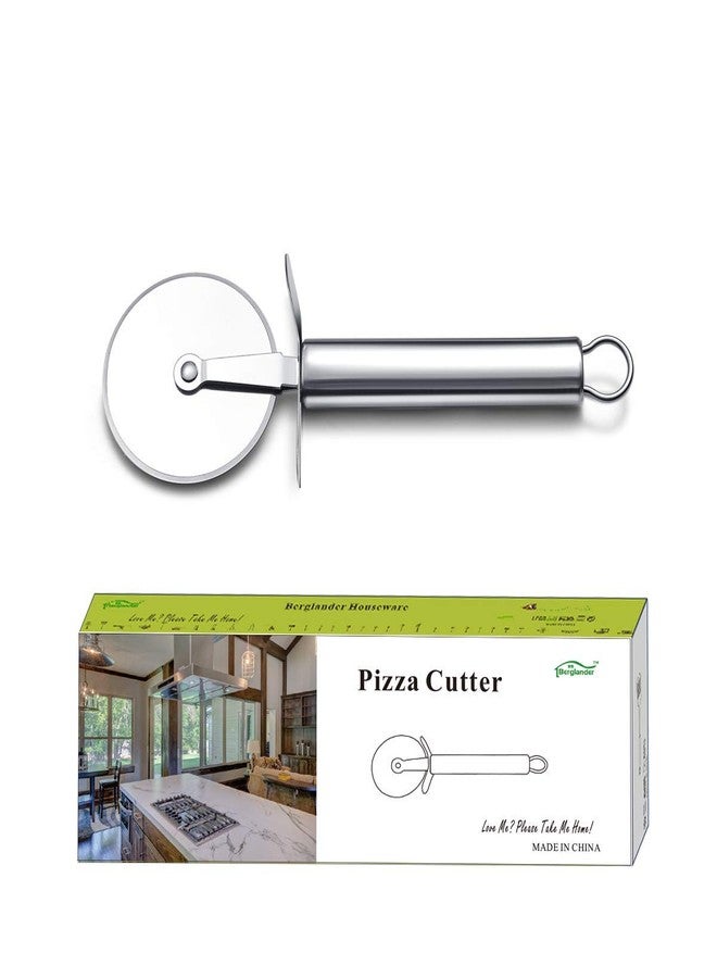 Berglander Pizza Wheel, Stainless Steel Pizza Cutter, Super Sharp Pizza Slicer with Non Slip Handle, Pastry Cutter, Easy to Clean And Stored (Silver) - Image 1