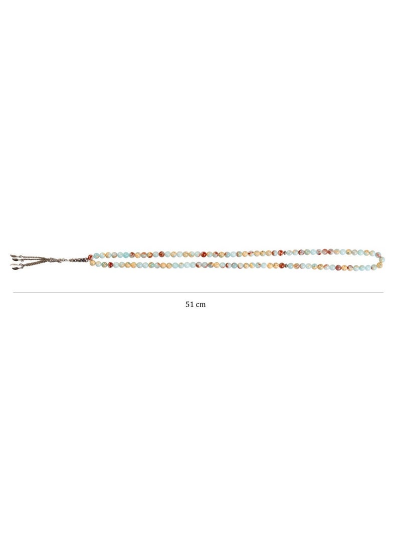 Hilalful Islamic Prayer Beads Blue Jasper Zinc Alloy 33 Beads | Tasbih Misbaha Dhikr Rosary Unisex Adults | Eid Ramadan Hajj Umrah Gift Prayer Accessories - Image 4
