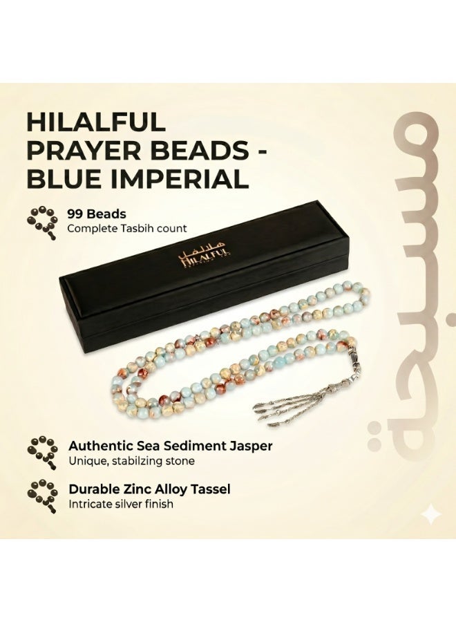 Hilalful Islamic Prayer Beads Blue Jasper Zinc Alloy 33 Beads | Tasbih Misbaha Dhikr Rosary Unisex Adults | Eid Ramadan Hajj Umrah Gift Prayer Accessories - Image 5