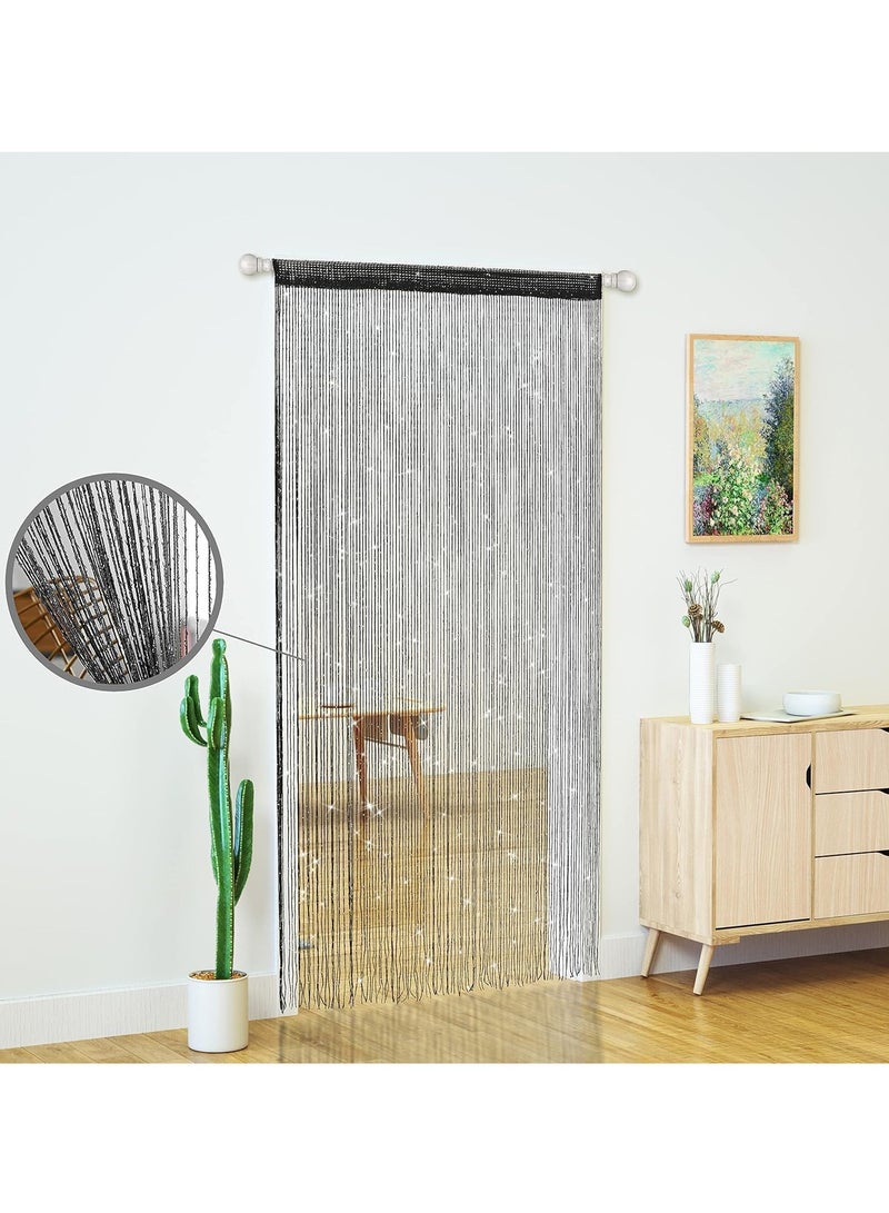 SOLARAE Door String Curtains Living Room Divider 2 Pcs Bedroom Doorway Hanging Hippie Sequin Decor Fringe Curtain Closet Window Wall Panels Kitchen Party Decorations Tassel Screen Boho Black 39"×79" in - Image 5