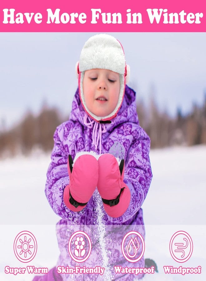 Sarfel Toddler Winter Hat Baby Winter Hat Waterproof Infant Kids Snow Hats Warm Fleece Toddler Trapper Hats Kids Beanie Cap, Hot Pink Waterproof, 5-8 Years - Image 3