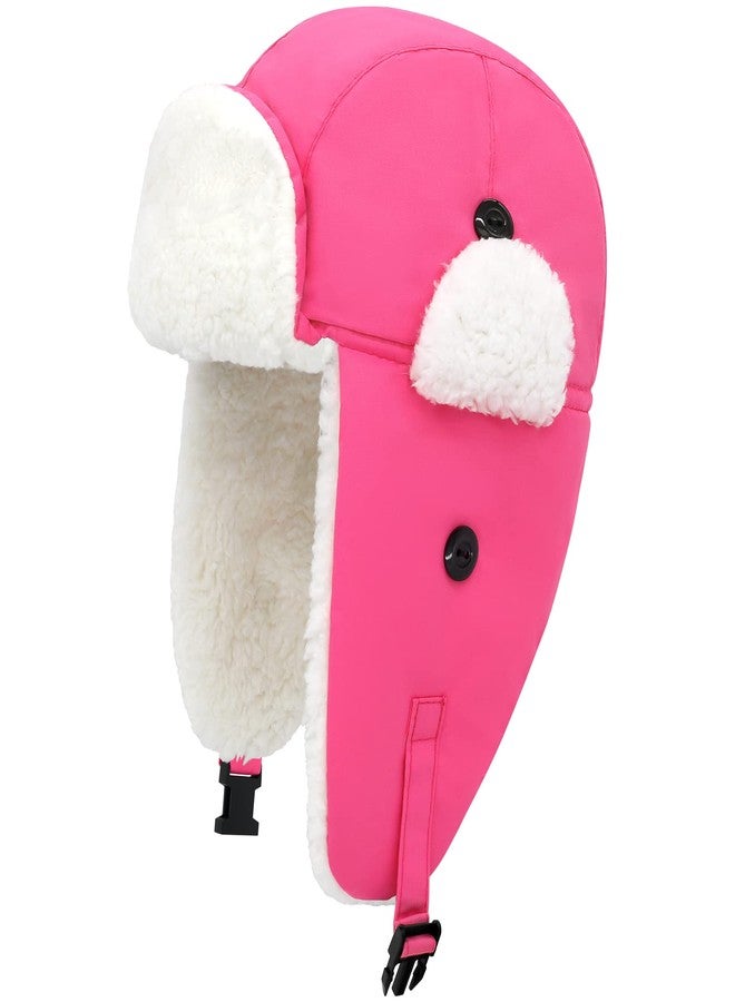 Sarfel Toddler Winter Hat Baby Winter Hat Waterproof Infant Kids Snow Hats Warm Fleece Toddler Trapper Hats Kids Beanie Cap, Hot Pink Waterproof, 5-8 Years - Image 1