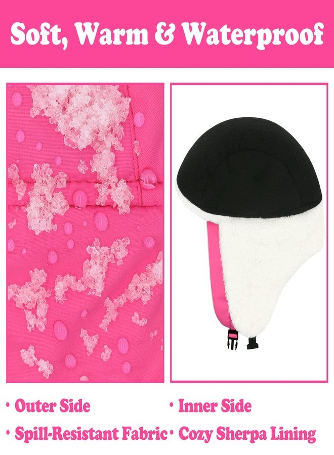 Sarfel Toddler Winter Hat Baby Winter Hat Waterproof Infant Kids Snow Hats Warm Fleece Toddler Trapper Hats Kids Beanie Cap, Hot Pink Waterproof, 5-8 Years - Image 2
