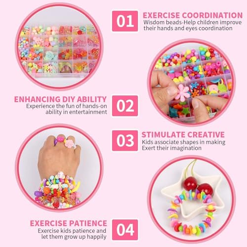 ZEXREL® Bracelet Making Kit | Jewelry Making Kit | Beads for Jewelry Making Kit | Bracelet Making Kit for Girls and Kids | DIY Bracelets, Necklace, Hairband & Rings Craft Kit | Rubber Band Bracelet Kit- (1) - Image 3