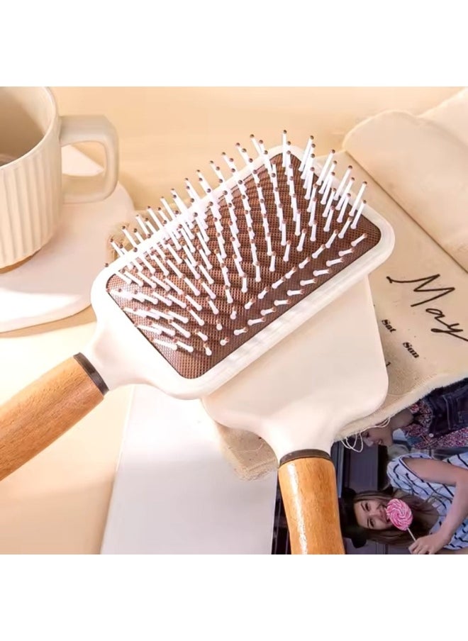 Generic Paddle brush, hair brush, Made of pure natural bamboo, no paint coating, massage the scalp while combing hair to promote blood circulation, prevent static electricity (1pcs)  - Image 3