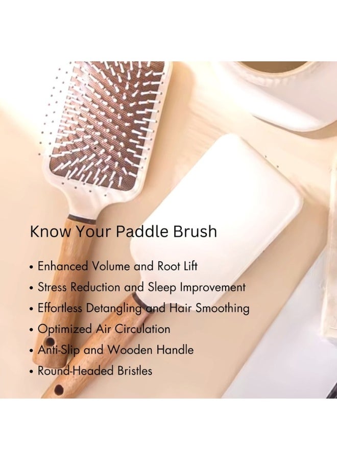 Generic Paddle brush, hair brush, Made of pure natural bamboo, no paint coating, massage the scalp while combing hair to promote blood circulation, prevent static electricity (1pcs)  - Image 4