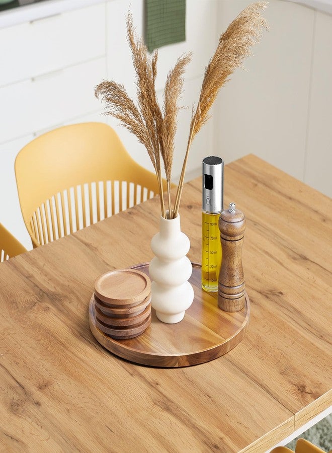 CMLKLZD 12 Inch Round Wood Tray, Acacia Wooden Serving Tray Decorative Tray Coffee Table Tray Centerpiece Candle Holder for Farmhouse Kitchen Dining Room Home Decor Coffee Table Decor and Accessories - Image 3