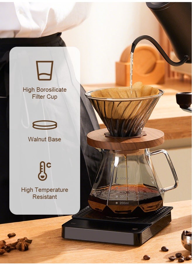 PAKCHOICE V60 Pour Over Coffee Maker Set 10-Pieces Luxury Portable Pro Coffee Tool Kit with Coffee Grinder, Coffee Kettle, Coffee Pot, Filters, Electric Scale For Home Cafe Travel and Gifts  - Image 3