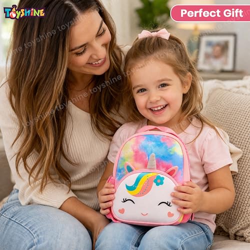 Toyshine 26cm Cute Unicorn Backpack for Kids Girls Boys Toddler Backpack Preschool Nursery Travel Bag - Mini Size - Pink - Image 4