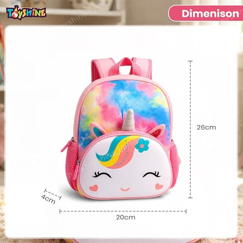 Toyshine 26cm Cute Unicorn Backpack for Kids Girls Boys Toddler Backpack Preschool Nursery Travel Bag - Mini Size - Pink - Image 5