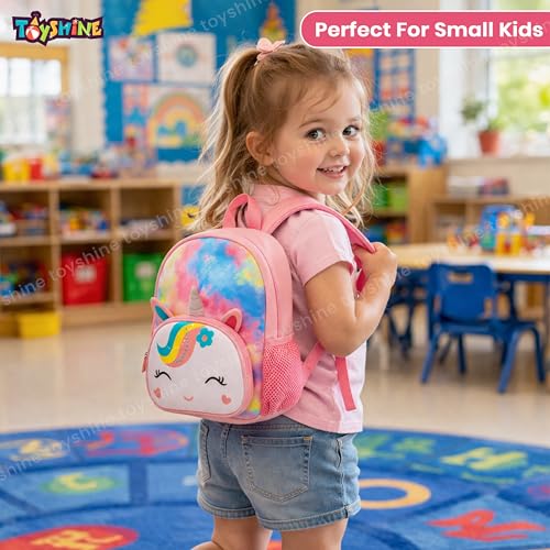 Toyshine 26cm Cute Unicorn Backpack for Kids Girls Boys Toddler Backpack Preschool Nursery Travel Bag - Mini Size - Pink - Image 2
