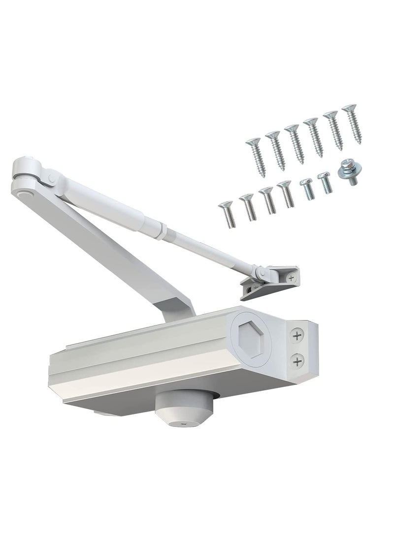 SYOSI Automatic Door Closer Size 5 Suitable for Door Weight 85 105kg Spring Hydraulic Door Closer Aluminum Alloy Material Heavy Duty Easy Installation H 1322 H 1683 H 1883 GK 1883 Size 5 White - Image 1
