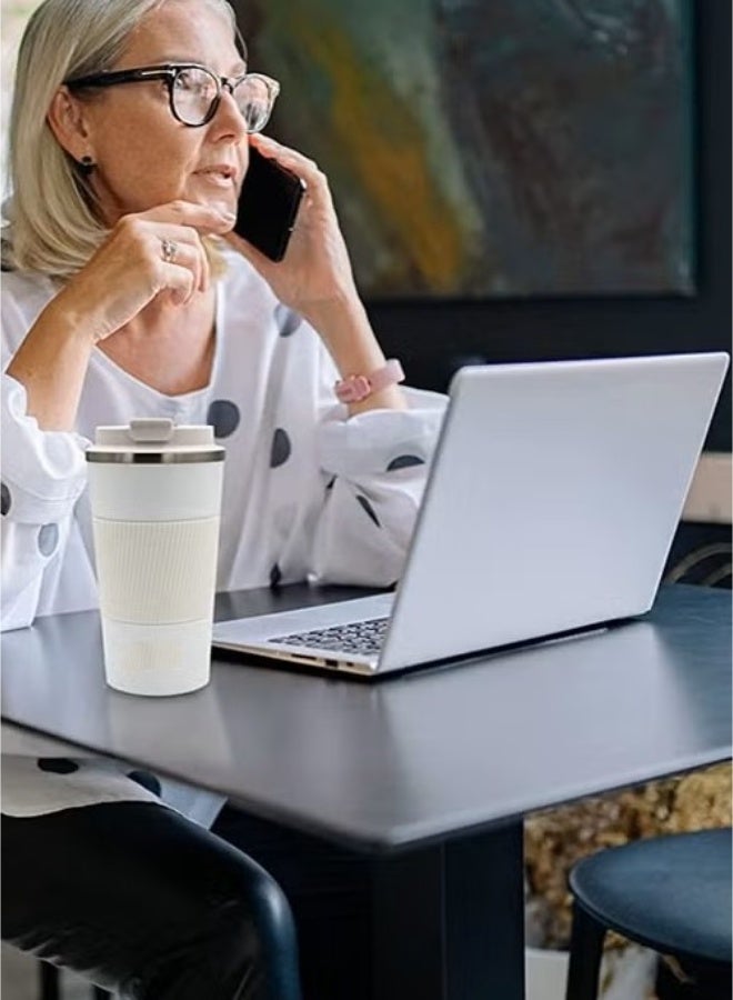 Ucanbe Premium Stainless Steel Vacuum Insulated Tumbler 510ml – Double Wall Travel Mug for Hot & Cold Drinks | Leak-Proof Coffee Cup for Home, Office & Outdoor Use White - Image 4