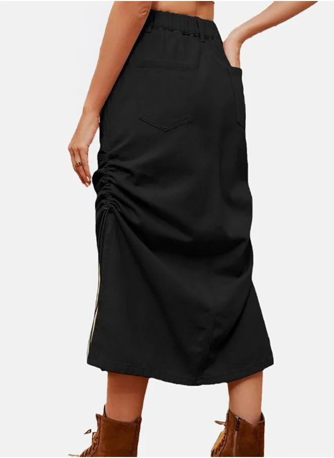 YUNIQEE Black Denim Midi Skirts