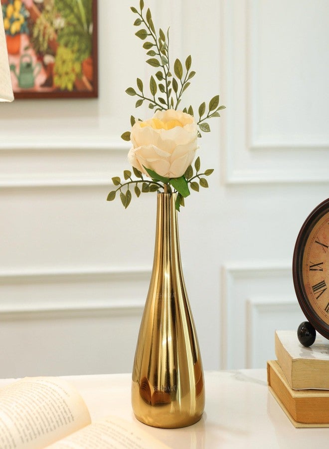 BEHOMA Luxury Home Décor Combo Gift Set | Metal Scented Candle Set of 2 with Golden Decorative Flower Vase | Premium Table Décor for Living Room | Housewarming, Wedding & Festive Gift Set - Image 4