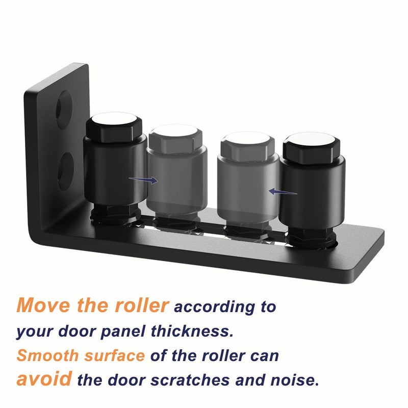 Smartstandard Sliding Barn Door Bottom Adjustable Floor Guide Roller Black Smoothly And Quietly Easy To Install (2 Rollers) 2Pcs - Image 5