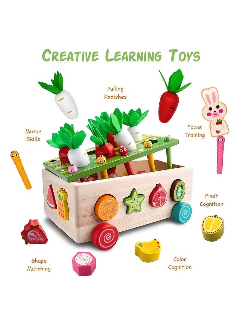 LIXADA Colorful Wooden Educational Toy Set for Boys & Girls - Boosts Fine Motor Skills with Fun Farm & Orchard Puzzle Games, Enhances Focus & Shape Recognition, Featuring Playful Veggies & Fruits, Toys, Special Festival, Gift for Kids Age 3+  - Image 2
