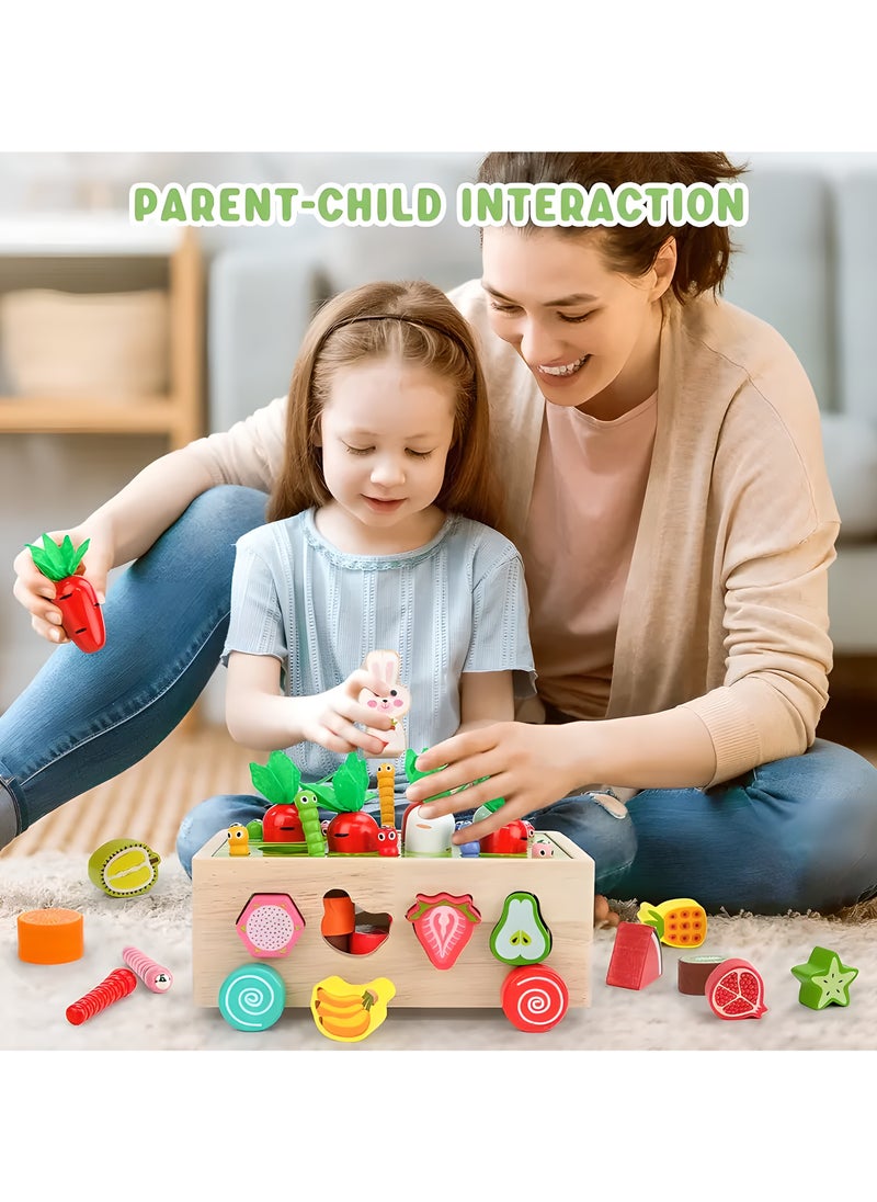 LIXADA Colorful Wooden Educational Toy Set for Boys & Girls - Boosts Fine Motor Skills with Fun Farm & Orchard Puzzle Games, Enhances Focus & Shape Recognition, Featuring Playful Veggies & Fruits, Toys, Special Festival, Gift for Kids Age 3+  - Image 5