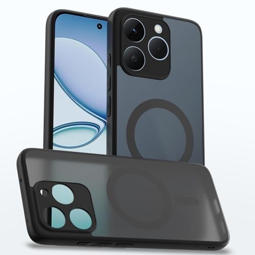 Pikkme Back Cover for Realme 15T 5G / Realme Narzo 90 5G Compatible with Mag-Safe Smoke Back | Shockproof Design | Hard Transparent Back Case (Black Smoke Mag-Safe) - Image 1