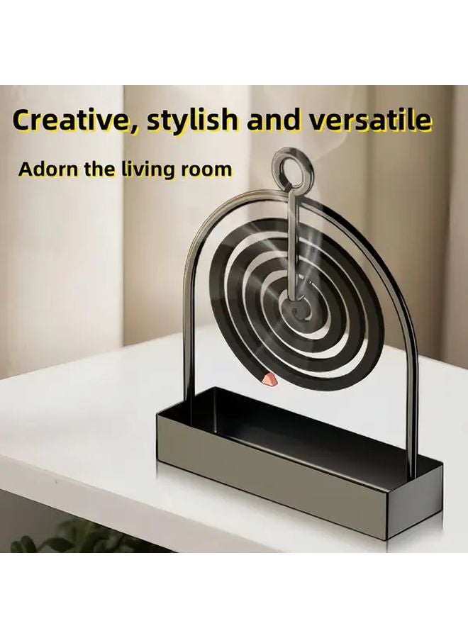 Modern Black Metal Mosquito Coil Holder Heavy Duty Iron Insect Killer Stand with Hanging Hook for Outdoor Use Sandalwood Incense Compatible Portable Carbon Steel - Image 2