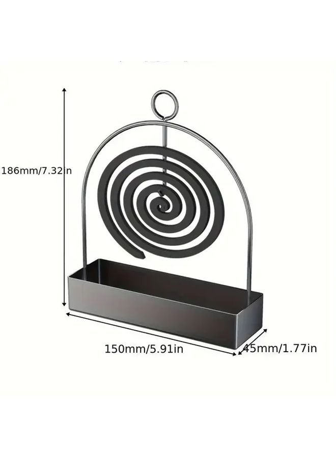 Modern Black Metal Mosquito Coil Holder Heavy Duty Iron Insect Killer Stand with Hanging Hook for Outdoor Use Sandalwood Incense Compatible Portable Carbon Steel - Image 5