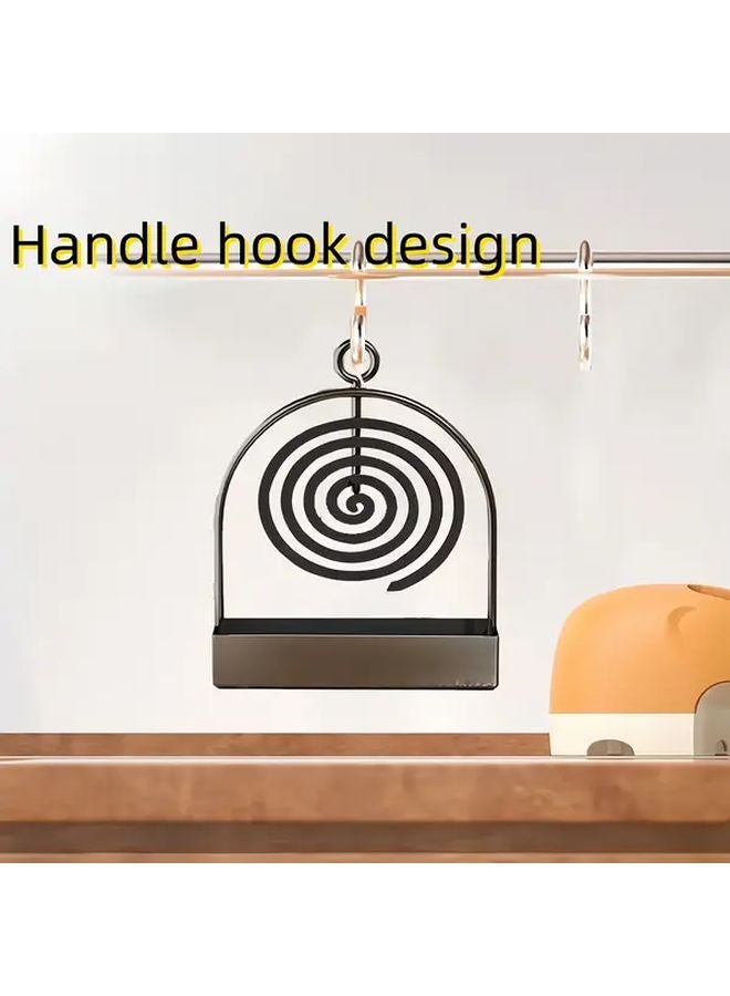 Modern Black Metal Mosquito Coil Holder Heavy Duty Iron Insect Killer Stand with Hanging Hook for Outdoor Use Sandalwood Incense Compatible Portable Carbon Steel - Image 3