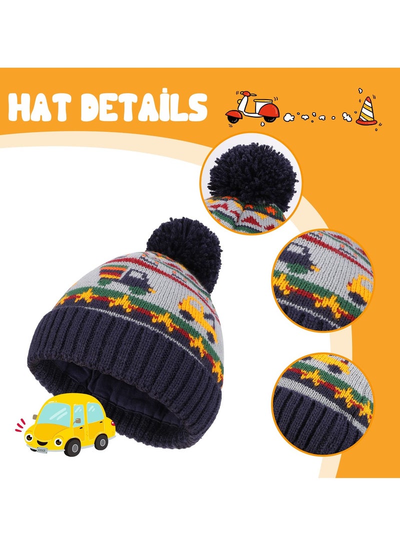 SYOSI Winter Kids Knit Bobble Hat Scarf Set Warm Beanie Cap with Thick Cotton Lining and Neck Warmer Warm Fleece Lining Outdoor Sport Skiing Soft Accessories for Kid Children Girls Boys Aged 3+ Grey - Image 5