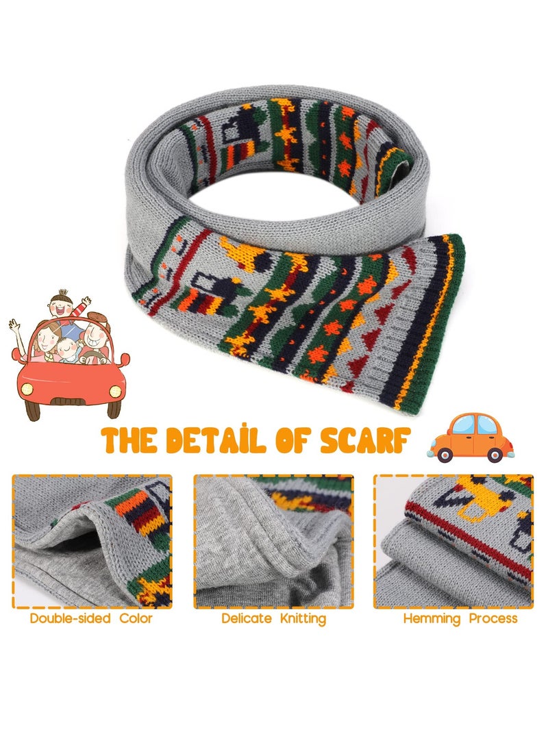 SYOSI Winter Kids Knit Bobble Hat Scarf Set Warm Beanie Cap with Thick Cotton Lining and Neck Warmer Warm Fleece Lining Outdoor Sport Skiing Soft Accessories for Kid Children Girls Boys Aged 3+ Grey - Image 3