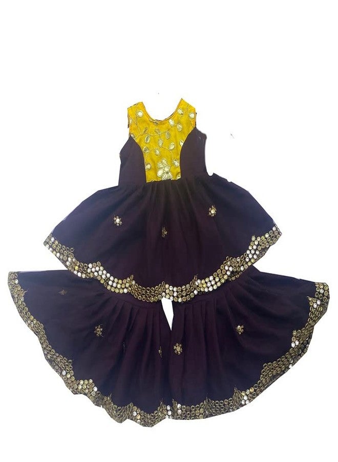 Aglare Girls sharara set, Top and sharara for small Girls,STITCHED,Sharara Wine18-24 Months - Image 1