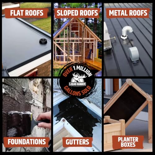Liquid Rubber Waterproof Sealant – DIY Leak Repair Coating for Flat, Metal & Low Slope Roofs, Foundations, Gutters & More – Flexible Protective Membrane - Black - 1 Gallon - Image 4