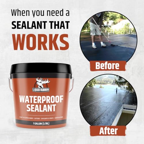 Liquid Rubber Waterproof Sealant – DIY Leak Repair Coating for Flat, Metal & Low Slope Roofs, Foundations, Gutters & More – Flexible Protective Membrane - Black - 1 Gallon - Image 2