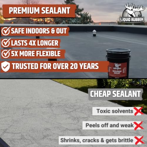 Liquid Rubber Waterproof Sealant – DIY Leak Repair Coating for Flat, Metal & Low Slope Roofs, Foundations, Gutters & More – Flexible Protective Membrane - Black - 1 Gallon - Image 3