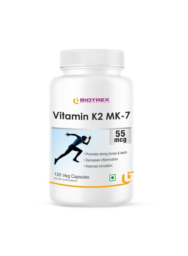 Biotrex Nutraceuticals Vitamin K2 MK7 55mcg | Vegan K2 MK7 Supplement for Bone and Cardiovascular Health | 120 Capsules for Daily Nutritional Support - Image 1