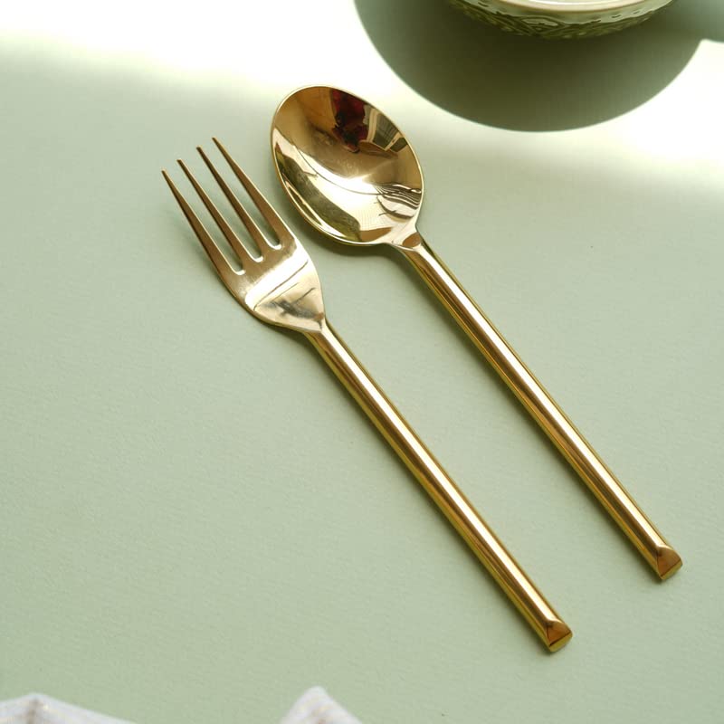 AMALFIEE Amalfiee Hiraeth Gold Cutlery Set of 24pcs Spoons Forks Dessert Spoon Outdoor Gift Set  - Image 2