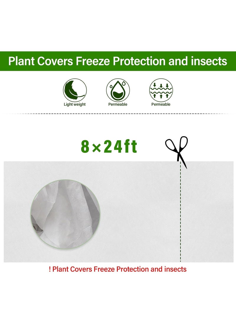 Woanger Woanger 2 Set Plant Covers Freeze Protection Kit with 100 Garden Hoops for Raised Beds 72 Clips 80 Connectors Plant Grow Tunnel Floating Row Cover for Winter Frost Cloth8 x 24ft  - Image 4