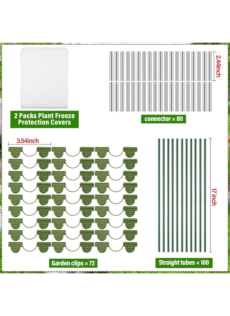 Woanger Woanger 2 Set Plant Covers Freeze Protection Kit with 100 Garden Hoops for Raised Beds 72 Clips 80 Connectors Plant Grow Tunnel Floating Row Cover for Winter Frost Cloth8 x 24ft  - Image 2
