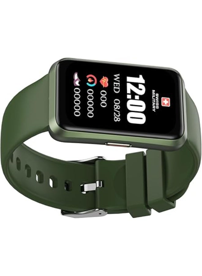 سويس ميليتري سوار سويس ميليتري الذكي راين 2، شاشة 1.57 بوصة، يدعم مكالمات بلوتوث، متعدد اللغات، تتبع الصحة والرياضة، بطارية تدوم 7 أيام، مقاوم للماء IP67، متوافق مع iOS/Android، حزام أخضر - Image 3