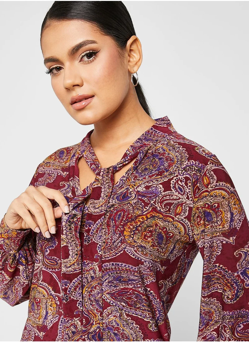 Lauren Ralph Lauren Tie Detail Printed Top
