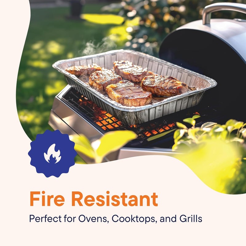 Stack Man Aluminum Pans 9x13 Disposable Aluminum Foil Pans [30-Pack] Large Baking Pan Trays - Heavy Duty Tin Tray Half Size Chafing Dishes. Food Containers for Roasting, Cooking, Heating or Steam Table - Image 4