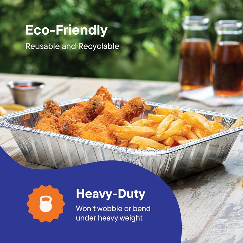 Stack Man Aluminum Pans 9x13 Disposable Aluminum Foil Pans [30-Pack] Large Baking Pan Trays - Heavy Duty Tin Tray Half Size Chafing Dishes. Food Containers for Roasting, Cooking, Heating or Steam Table - Image 5