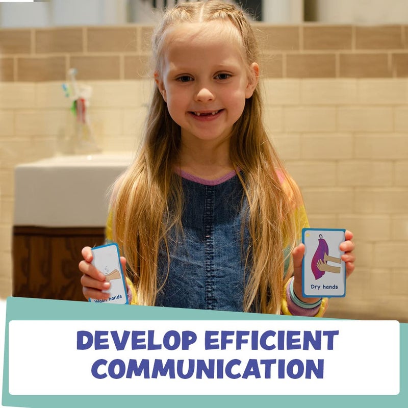 Amonev My Toilet Routine Cards 12 Flash Cards for Visual aid Special Ed, Speech Delay Non Verbal Children and Adults with Autism or Special Needs - Image 5