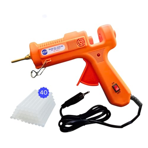 VCR 150W Professional Hot Melt Glue Gun Long Nozzle - Triple Power Rapid Heating Gun with ON/Off Switch for Precise Glue Output - Easy To Use Glue Gun + 40 Transparent - 11mm Glue Sticks - VCR 152 - Image 1