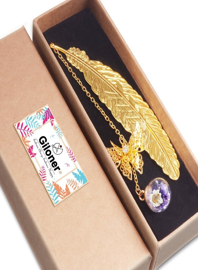 Giloner Cute Feather Metal Bookmark with 3D Butterfly Pendant-Thoughtful Gift for Women's Birthday Christmas Valentine's Day Teacher's Day Mother's Day-Reading Accessory Gifts for Book Lovers - Image 1