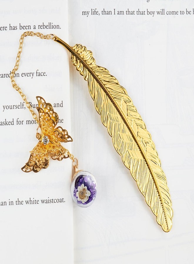 Giloner Cute Feather Metal Bookmark with 3D Butterfly Pendant-Thoughtful Gift for Women's Birthday Christmas Valentine's Day Teacher's Day Mother's Day-Reading Accessory Gifts for Book Lovers - Image 5