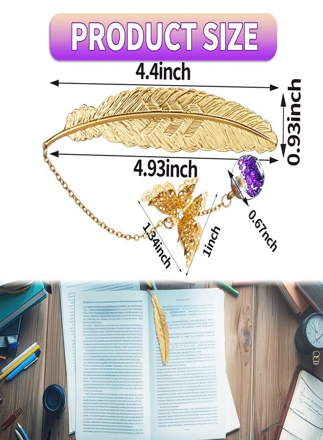 Giloner Cute Feather Metal Bookmark with 3D Butterfly Pendant-Thoughtful Gift for Women's Birthday Christmas Valentine's Day Teacher's Day Mother's Day-Reading Accessory Gifts for Book Lovers - Image 2