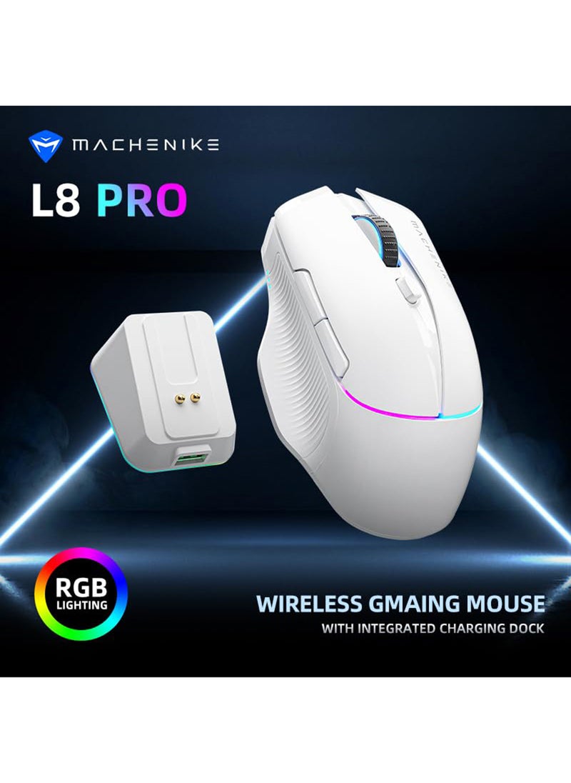 MACHENIKE - L8 Pro Wireless Gaming Mouse With Charging Base 3 Mode Gaming Mouse Performance Wireless Mouse With 26000 DPI RGB Lighting And Ergonomic Design For Gamer - Image 1