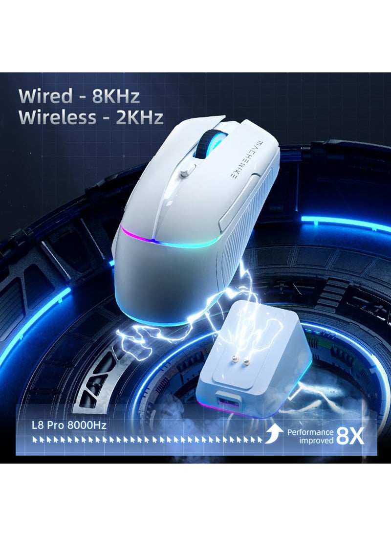 MACHENIKE - L8 Pro Wireless Gaming Mouse With Charging Base 3 Mode Gaming Mouse Performance Wireless Mouse With 26000 DPI RGB Lighting And Ergonomic Design For Gamer - Image 1