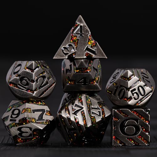 Maywin Premium Inlay Metal Dice Set Heavy Zinc Alloy DND Dice for Serious RPG Players - Image 5