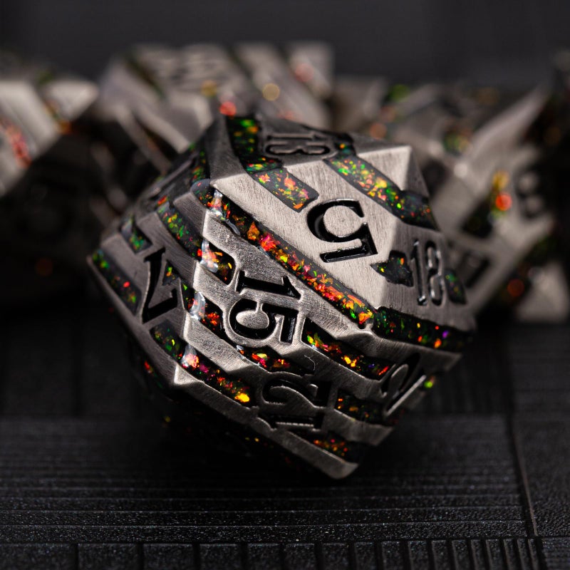 Maywin Premium Inlay Metal Dice Set Heavy Zinc Alloy DND Dice for Serious RPG Players - Image 3