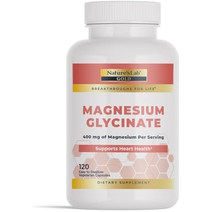 Nature's Lab Nature’s Lab Gold Magnesium Glycinate 400mg - Supports Cardiovascular Health, Muscle & Nerve Function* – 120 Capsules (30 Day Supply) - Image 1